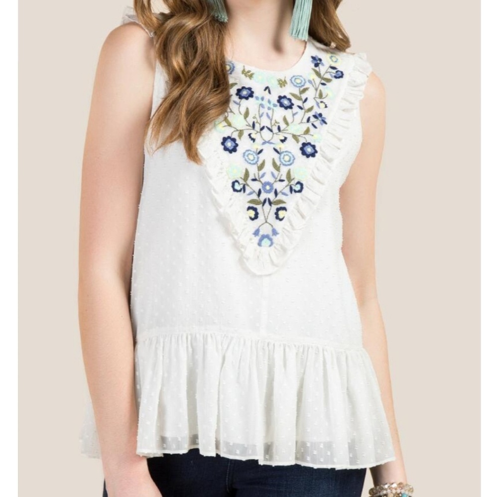 REMI EMBROIDERED PEPLUM TOP